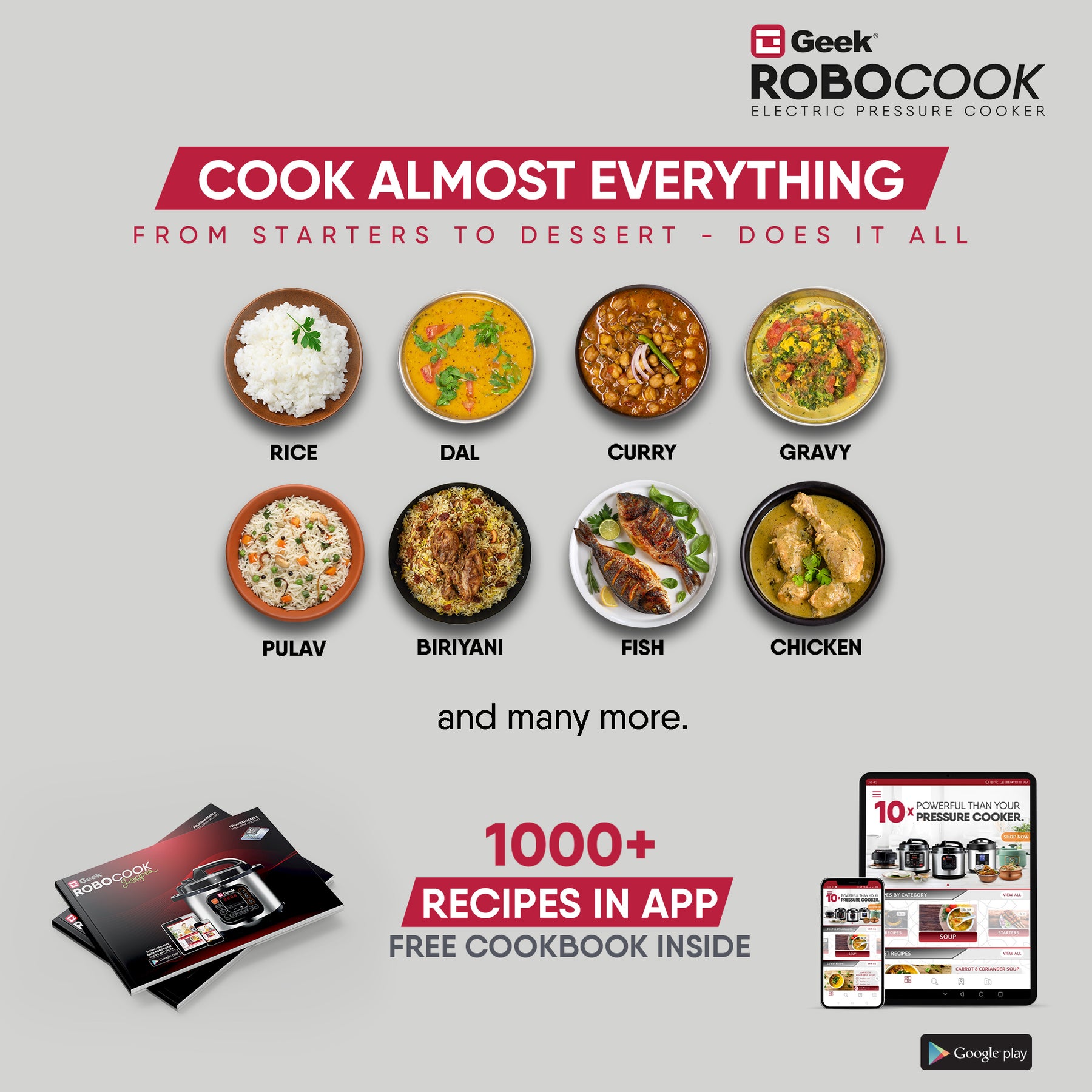 Geek Robocook Nuvo 8 Litre Electric Pressure Cooker with Stainless Steel Pot
