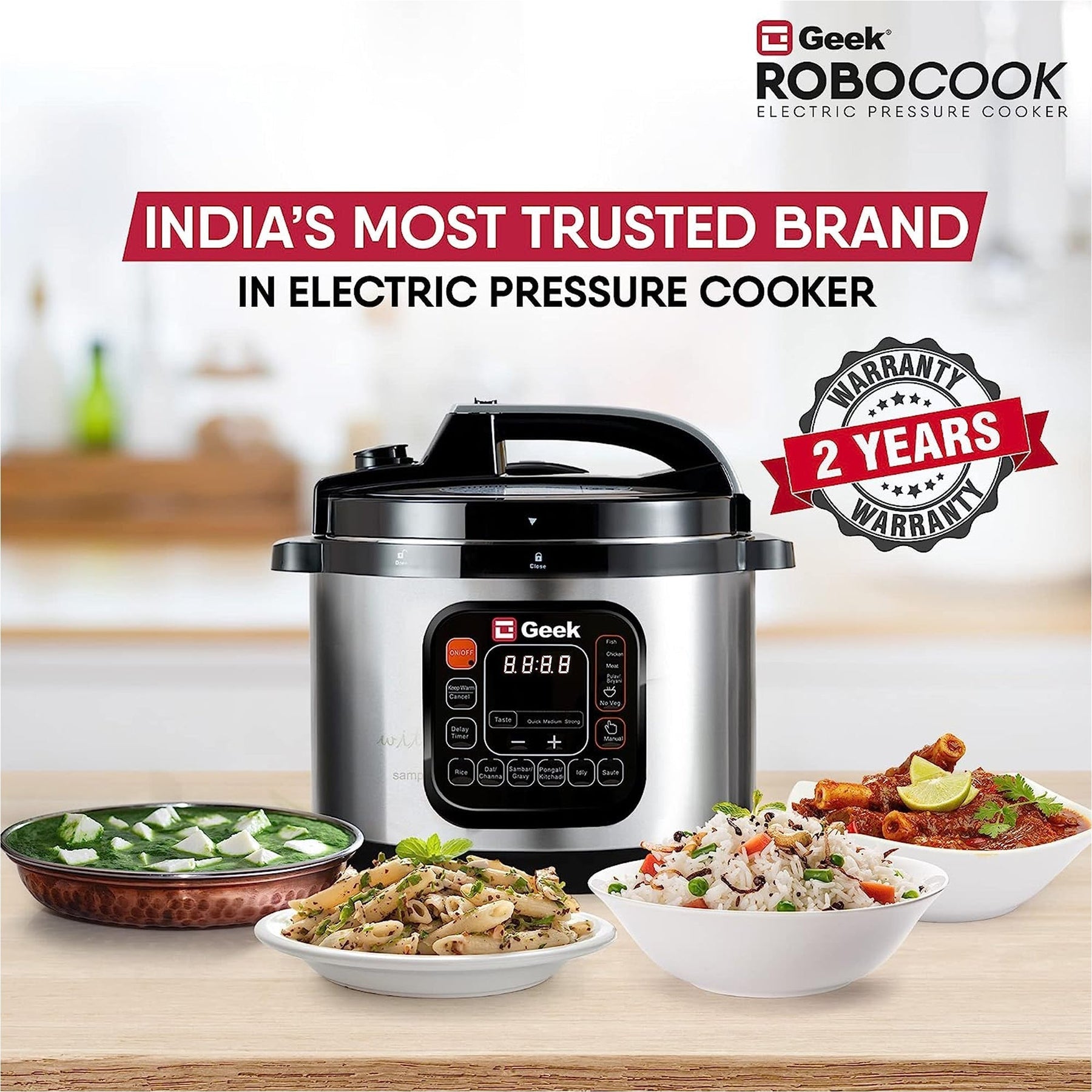 Geek Robocook Zeta 6L Automatic Electric Pressure Cooker - Stainless Steel