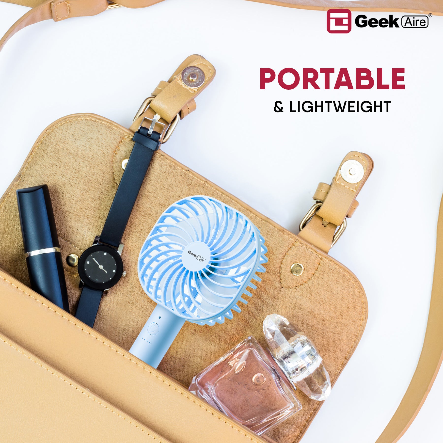 Geek Aire GF3, Rechargeable Mini Fan - 5 Inch (Blue)