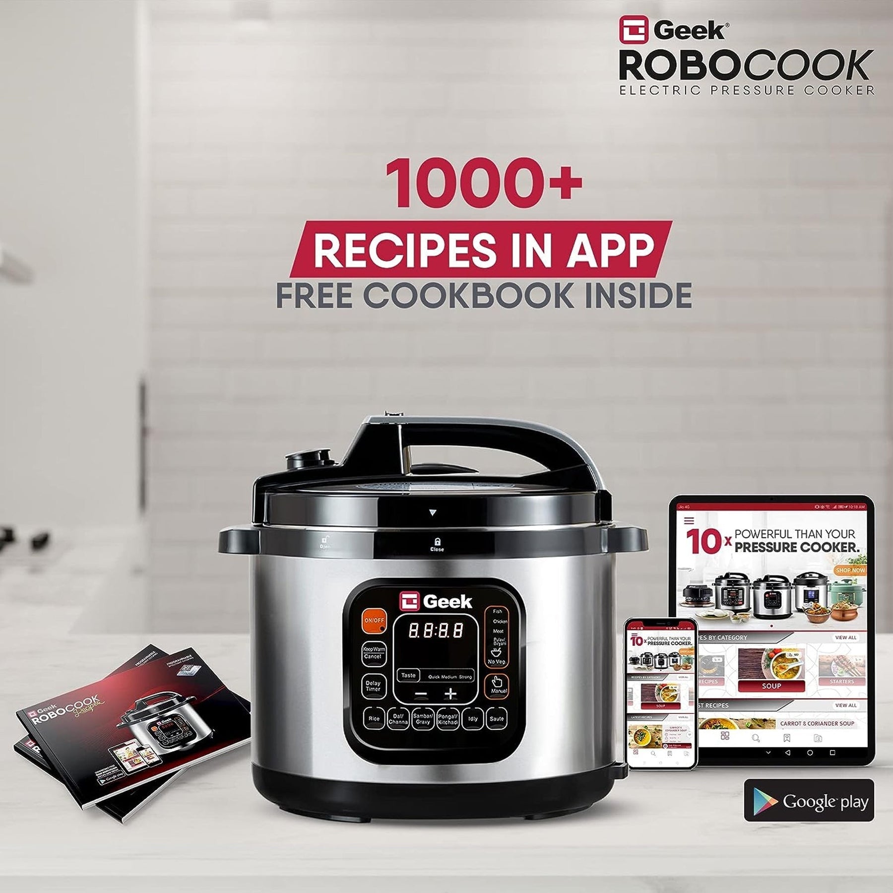 Geek Robocook Zeta 6L Automatic Electric Pressure Cooker - Stainless Steel