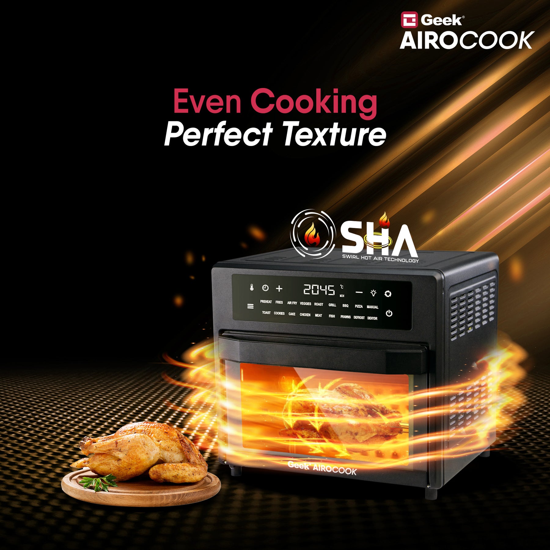 Geek Airocook Zenix 25L Digital AirFryer Oven, Cooks Food With 85% Less Oil