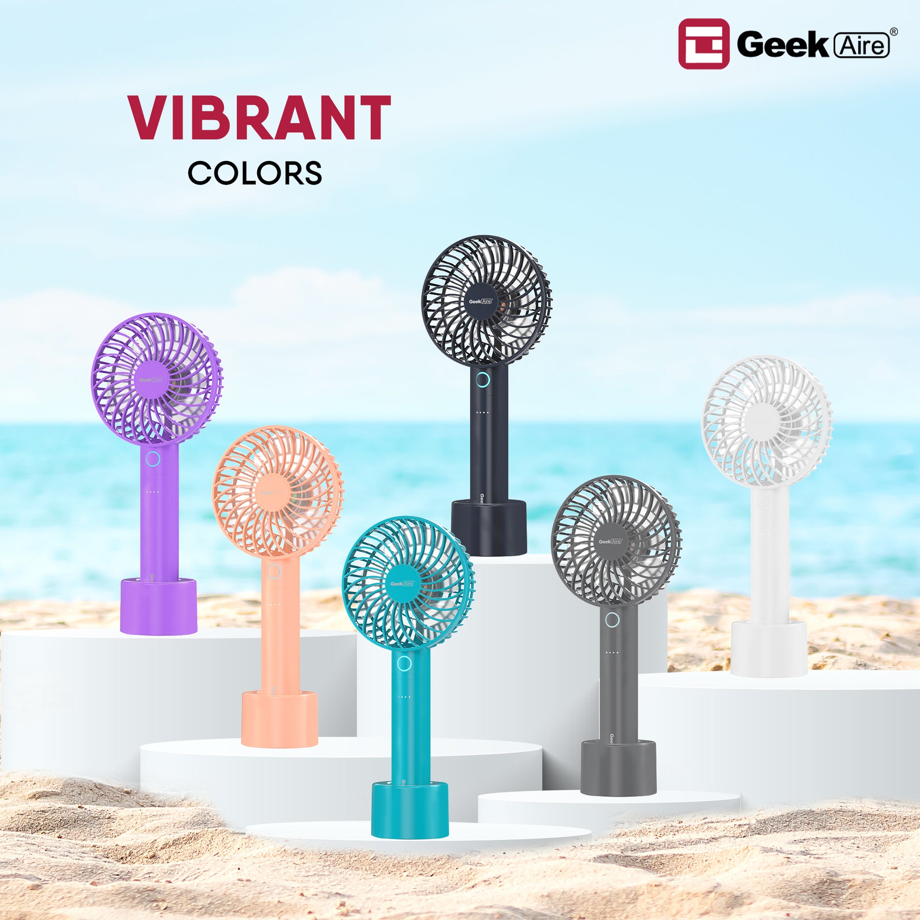 Geek Aire GF2 Rechargeable Mini Fan - 4 Inch - Grey