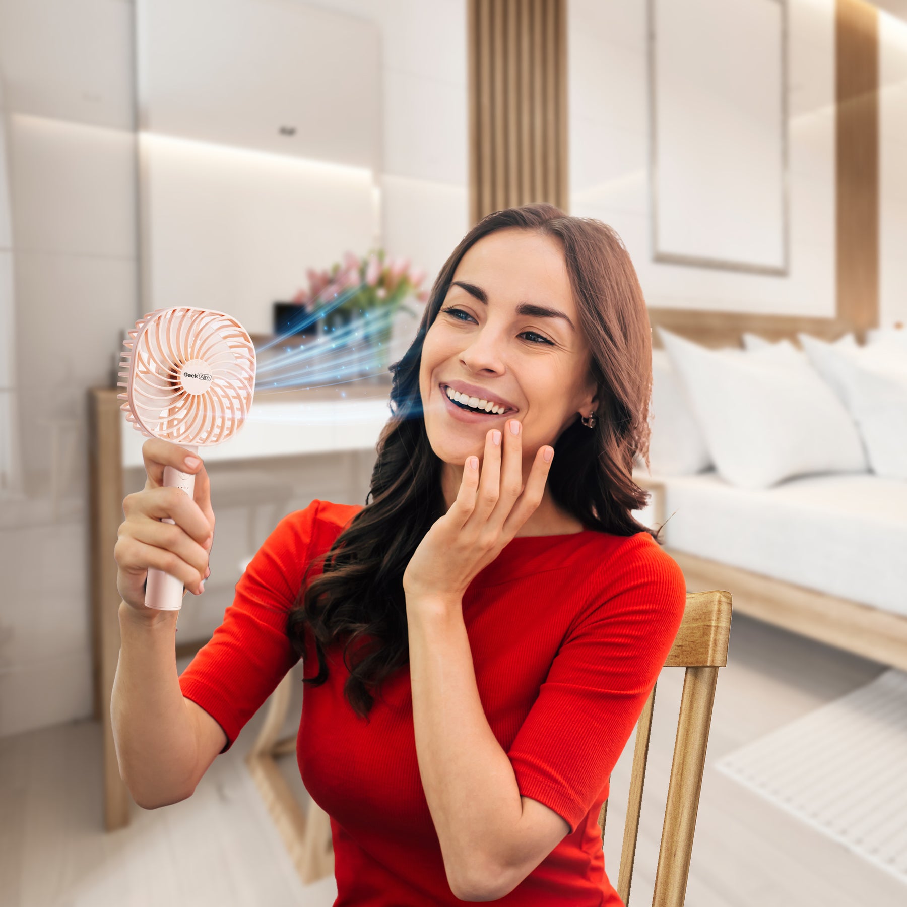 Geek Aire GF3, Rechargeable Mini Fan - 5 Inch (Pink)