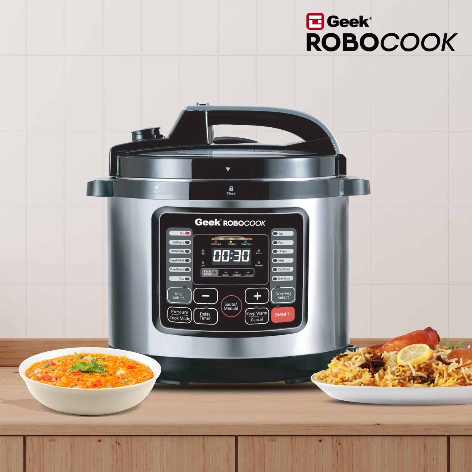 Geek Robocook Nuvo 8 Litre Electric Pressure Cooker with Stainless Steel Pot