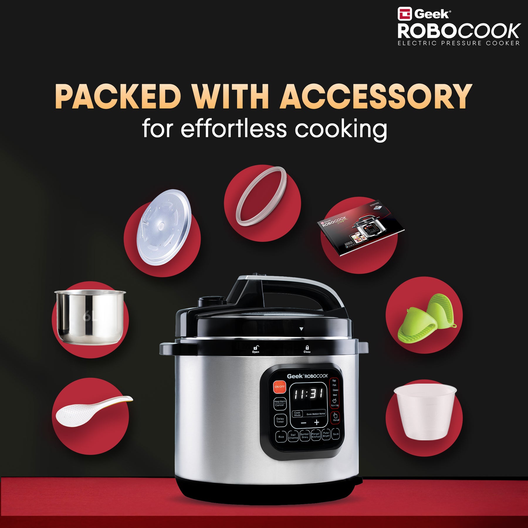 Geek Robocook Zeta 6L Stainless Steel Electric Pressure Cooker
