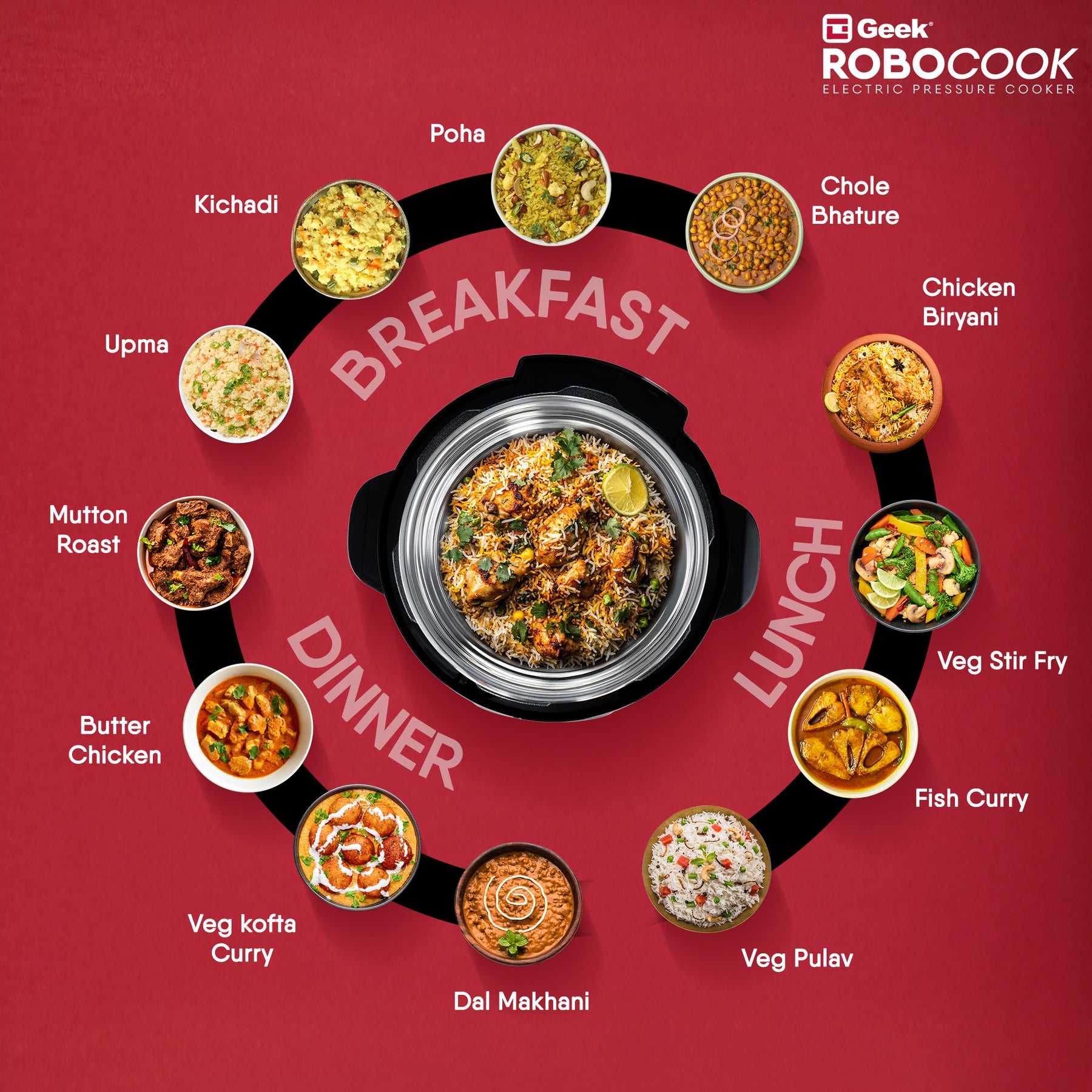 Geek Robocook Zeta 6L Stainless Steel Electric Pressure Cooker