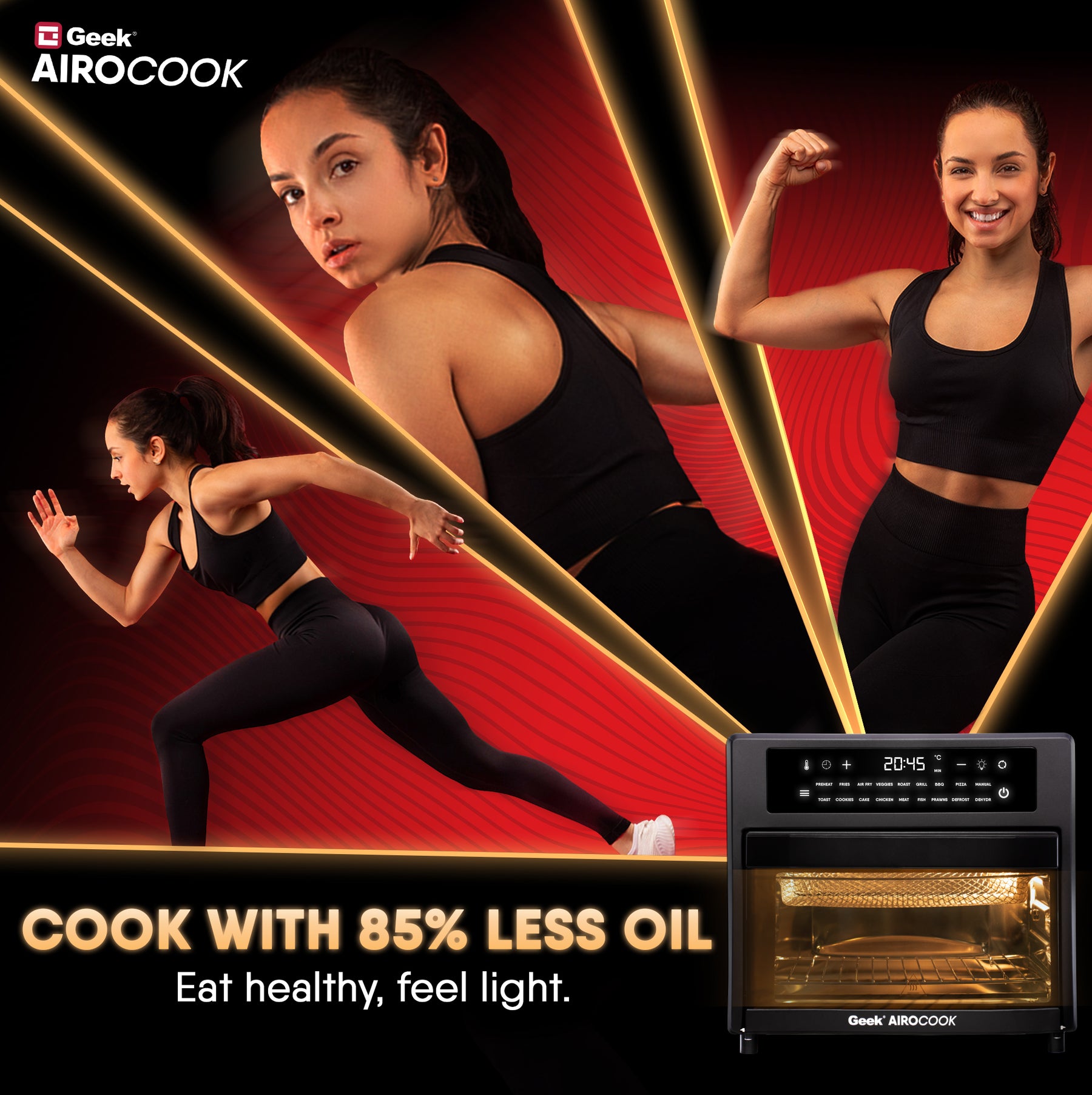 Geek AiroCook Zenix 25 Litres 9-in-1 Digital Touch Air Fryer Oven in-built Rotisserie Function