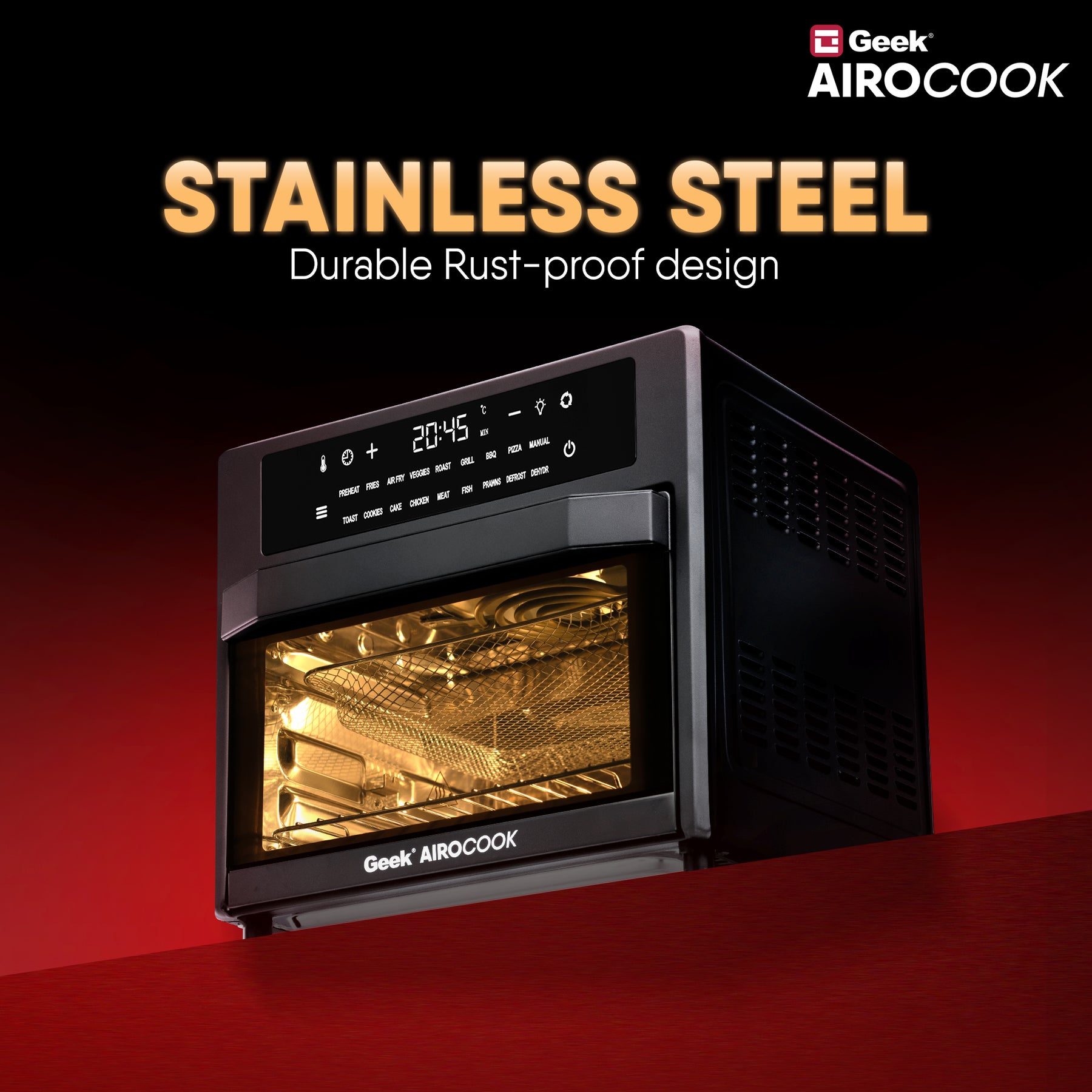 Geek AiroCook Zenix 25 Litres 9-in-1 Digital Touch Air Fryer Oven in-built Rotisserie Function