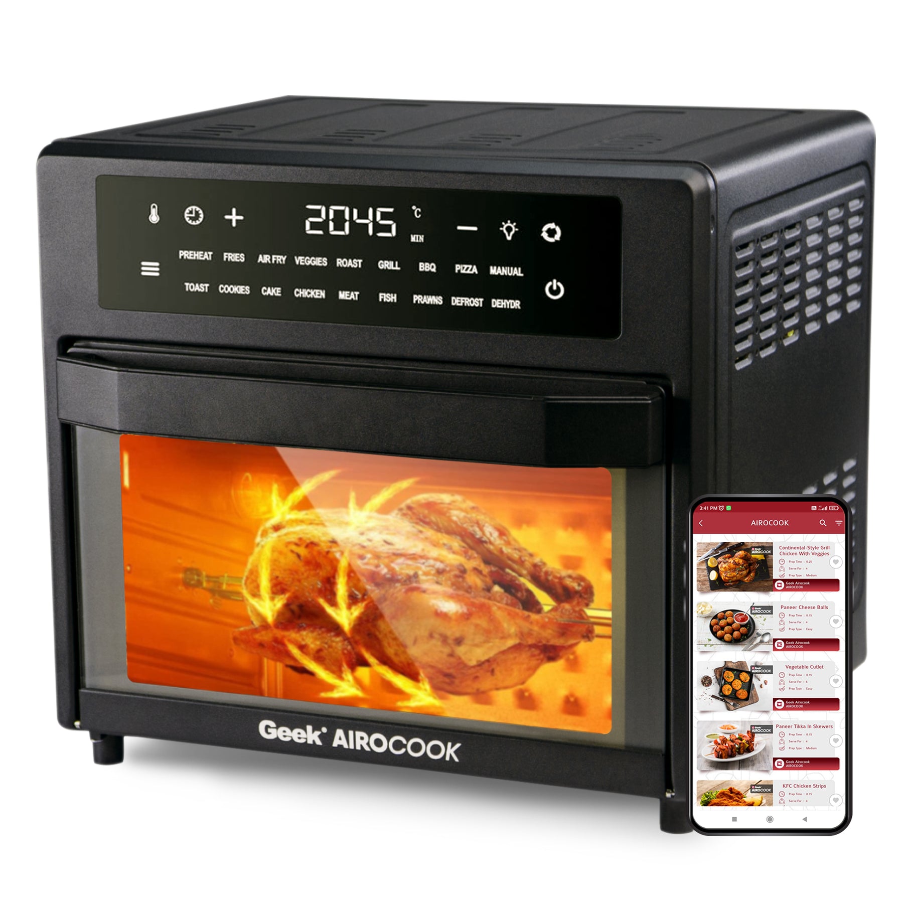 Geek AiroCook Zenix 25 Litres 9-in-1 Digital Touch Air Fryer Oven in-built Rotisserie Function