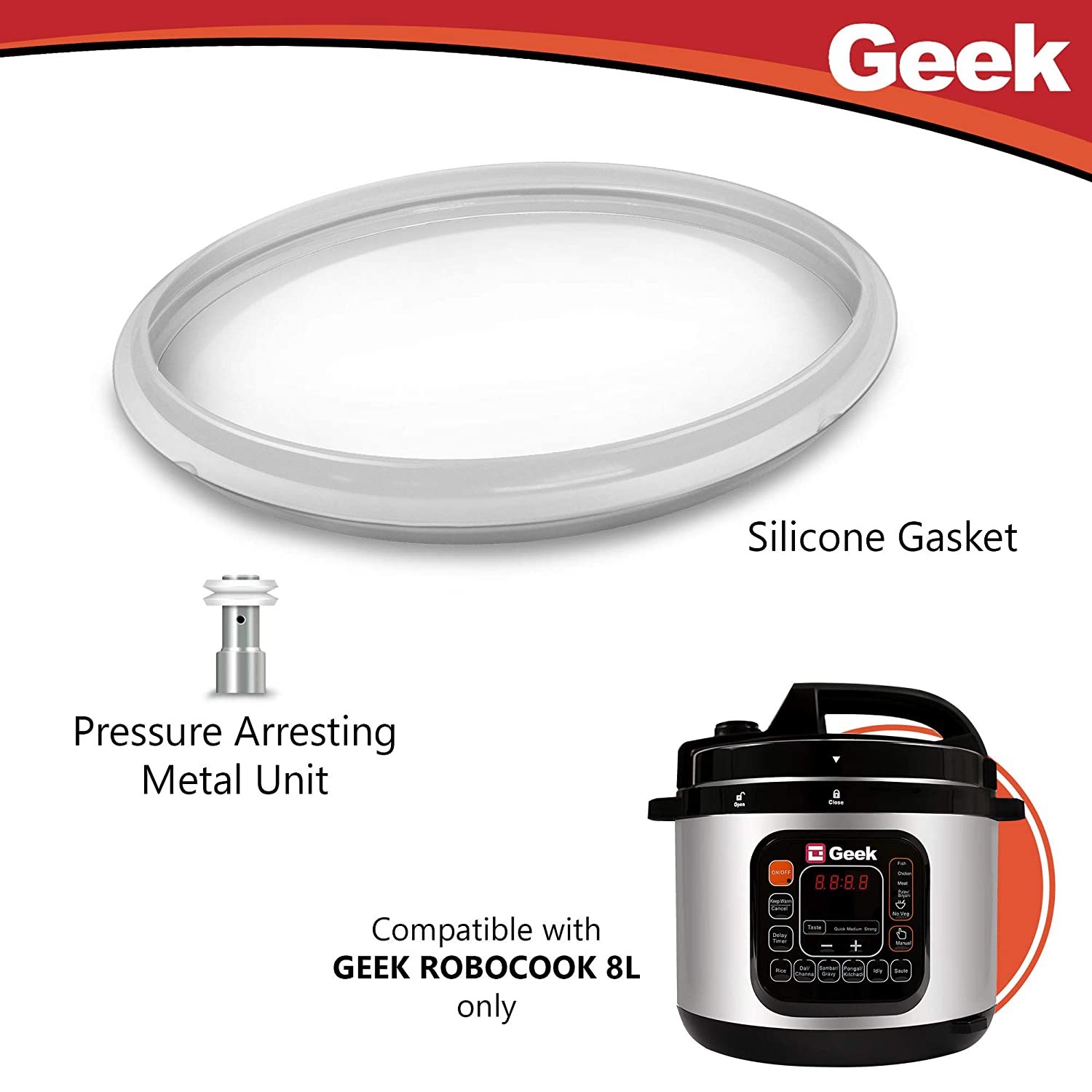 Geek Robocook Silicone Gasket and Float Valve Compatible with 8L Electric Pressure Cooker - Spare Part