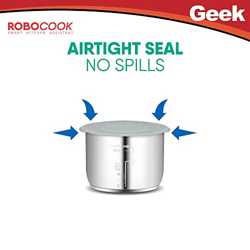 Geek Robocook Compatible Silicone Lid & Tempered Glass Lid Combo, Compatible with 6 Litre Variants - 6L Kit 1