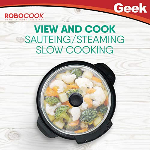 Geek Robocook Compatible Silicone Lid & Tempered Glass Lid Combo, Compatible with 6 Litre Variants - 6L Kit 1