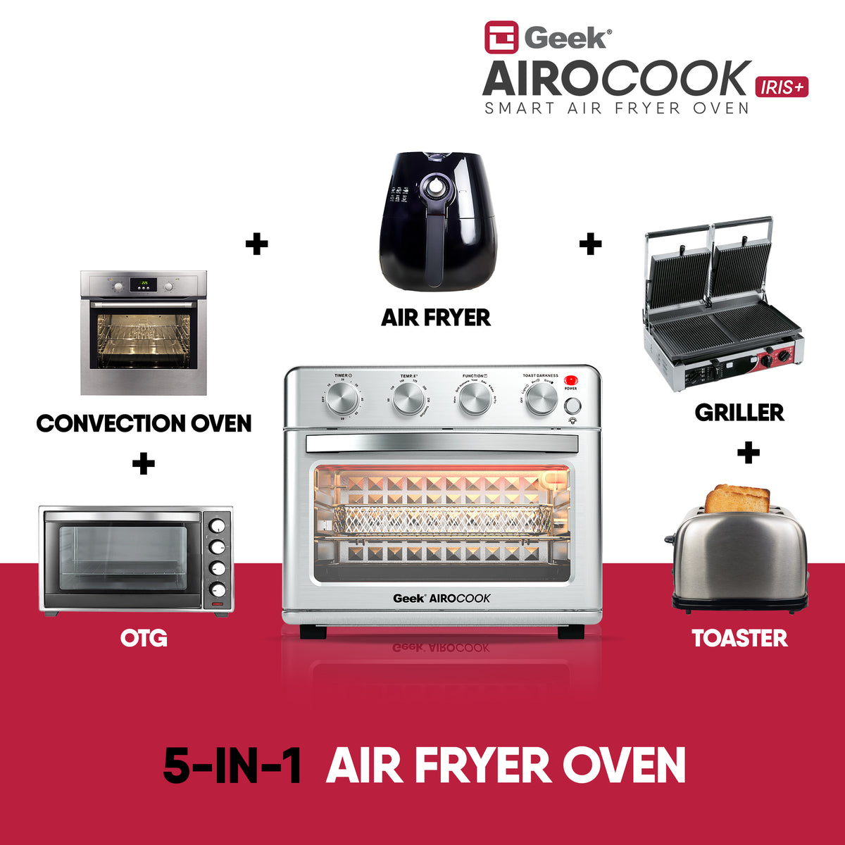 Geek AiroCook Digix 30L - All in One Air Fryer Oven with Dehydrating  Functions