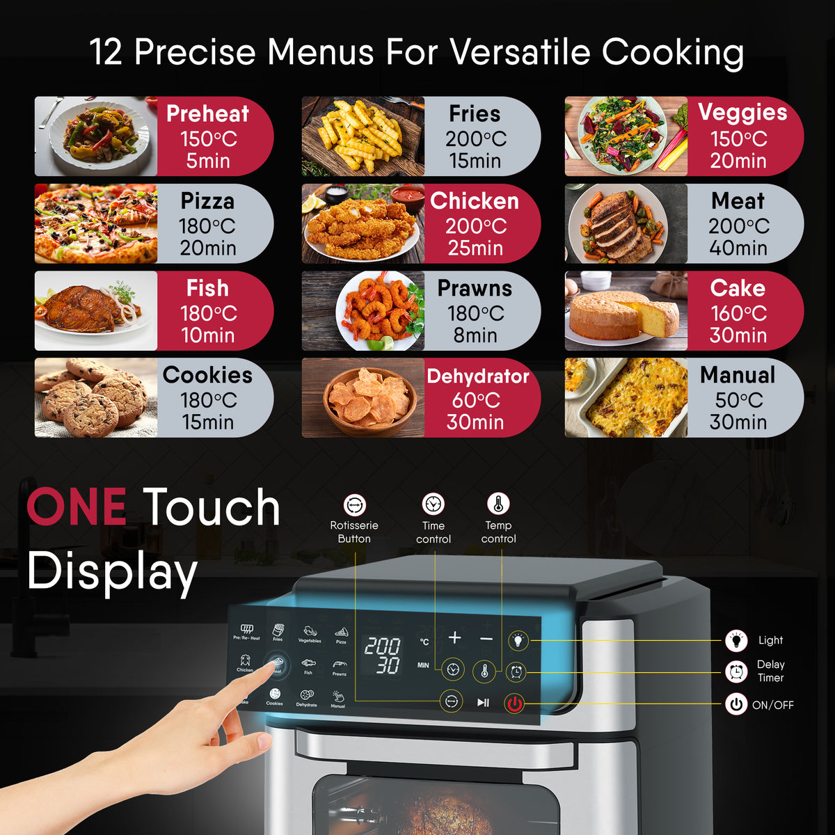 Geek AiroCook Digix 30L - All in One Air Fryer Oven with Dehydrating  Functions