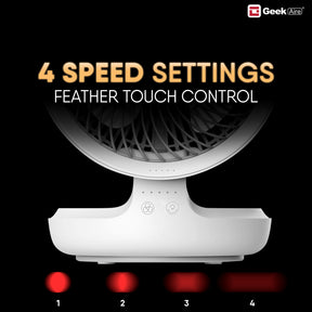 Geek Aire GF6, 8 Inch Rechargeable Mini Fan with 4000 mAh Battery and LED Night Light(White)