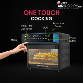 Geek AiroCook Calix 15 Litres 9-in-1 Digital Touch Air Fryer Oven in-built Rotisserie Function with 18 Preset Menus, 8 Accessories & 1200 Watt