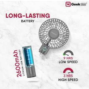 Geek Aire GF2 Rechargeable Mini Fan - 4 Inch - Grey