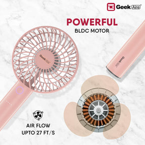Geek Aire GF2, Rechargeable Mini Fan - 4 Inch (Pink)