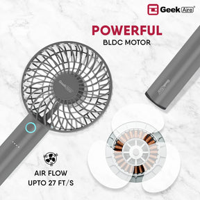 Geek Aire GF2 Rechargeable Mini Fan - 4 Inch - Grey