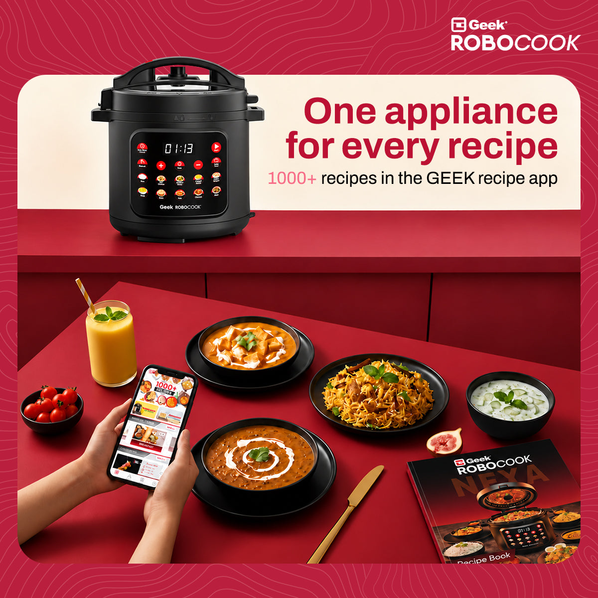 Geek Robocook NEXA V6 - 6L Smart Electric Pressure Cooker