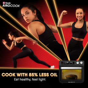 Geek AiroCook Torix 25 Litre Smart Air Fryer Oven | Fry with 85% Less Oil | Stainless Steel OTG Airfryer for Kitchen | Grill, Bake, Toast, Airfry, Rotisserrie | 1-Year Warranty | 1800 W