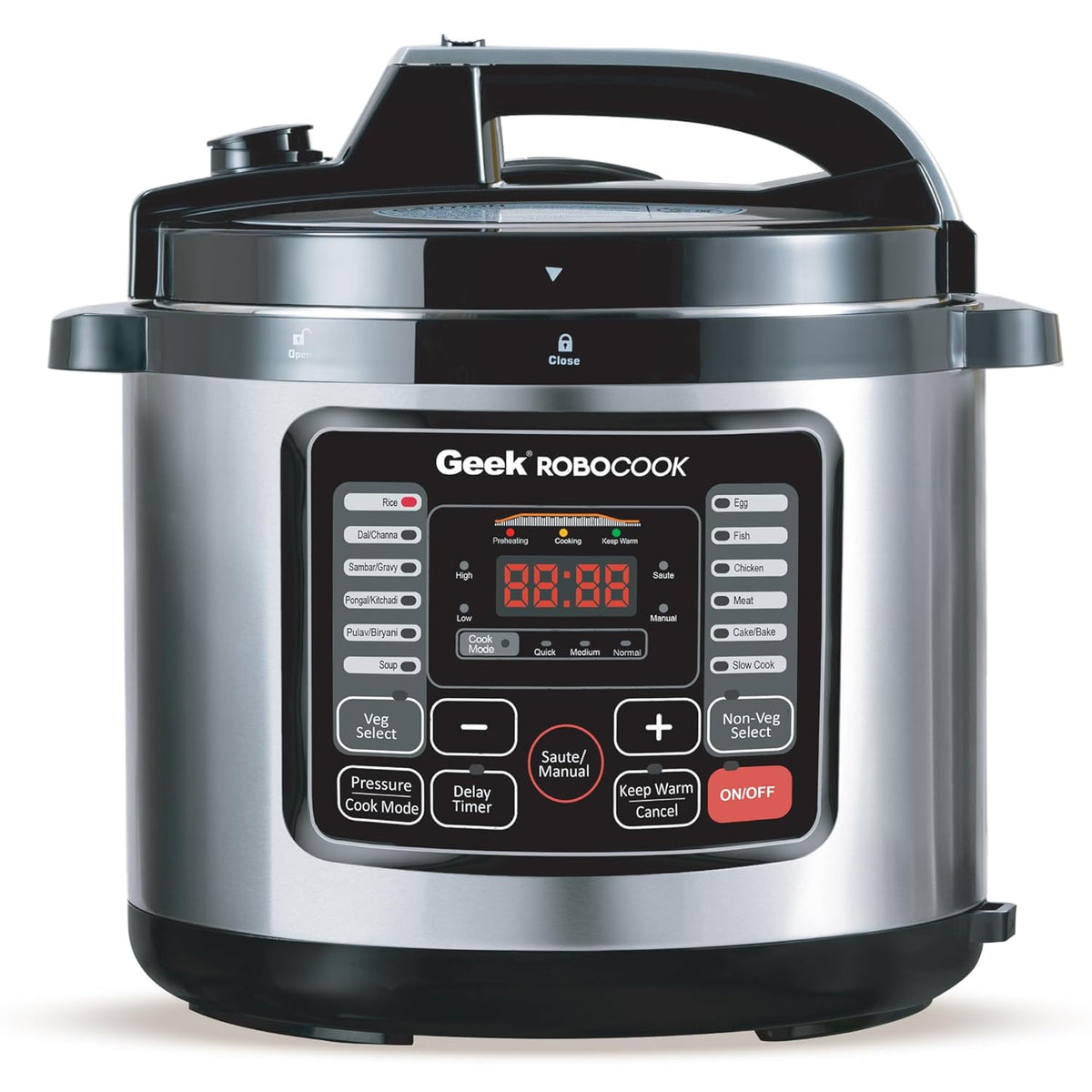 Geek Robocook Nuvo 8 Litre Electric Pressure Cooker with Stainless Steel Pot