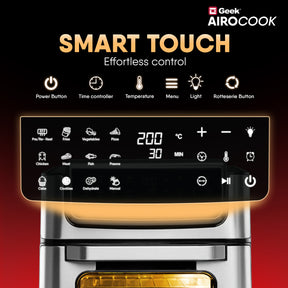Geek AiroCook Helix 12 Litres 8-in-1 Digital Air fryer oven with In-built Rotisserie Function, 12 Preset Menus, Recipe Book and 8 Accessories 1700W