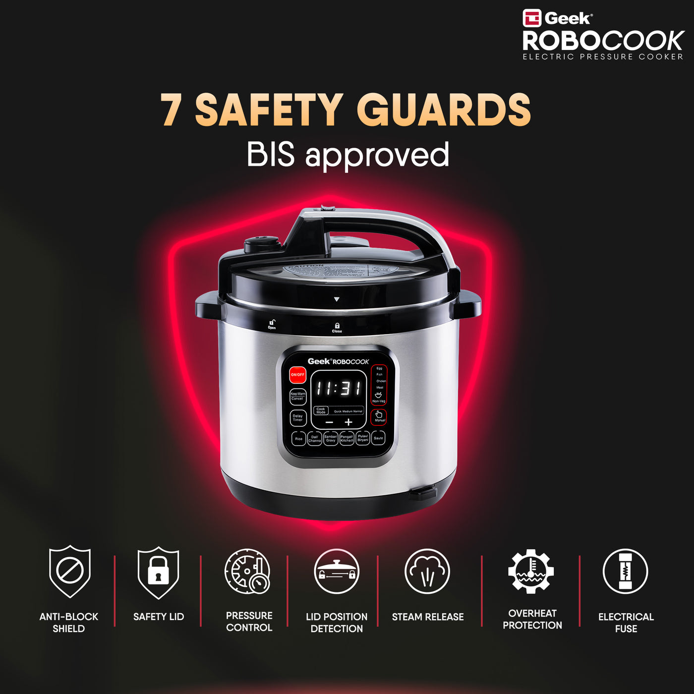 Buy Robocook 6L Stainless Steel Electric Pressure Cooker Online