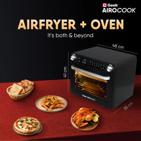 Geek AiroCook Magnix 36 Litre Large Air Fryer Oven | Stainless Steel OTG | Grill, Bake, Toast, Rotisserie, Air Fry with 85% Less Oil | Smart Home Kitchen Appliance | 1800W