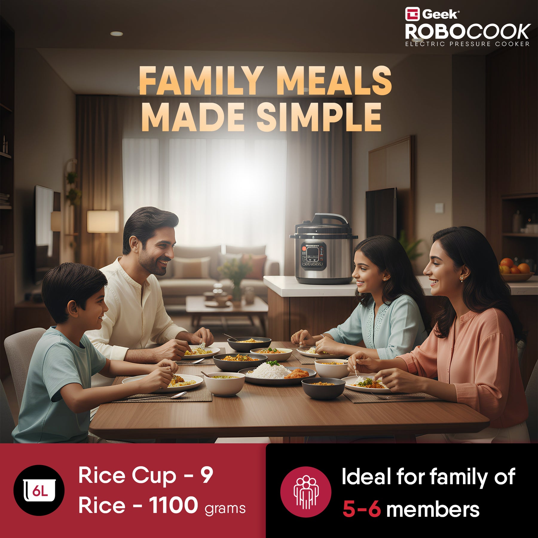 Geek Robocook Zeta 6L Stainless Steel Electric Pressure Cooker