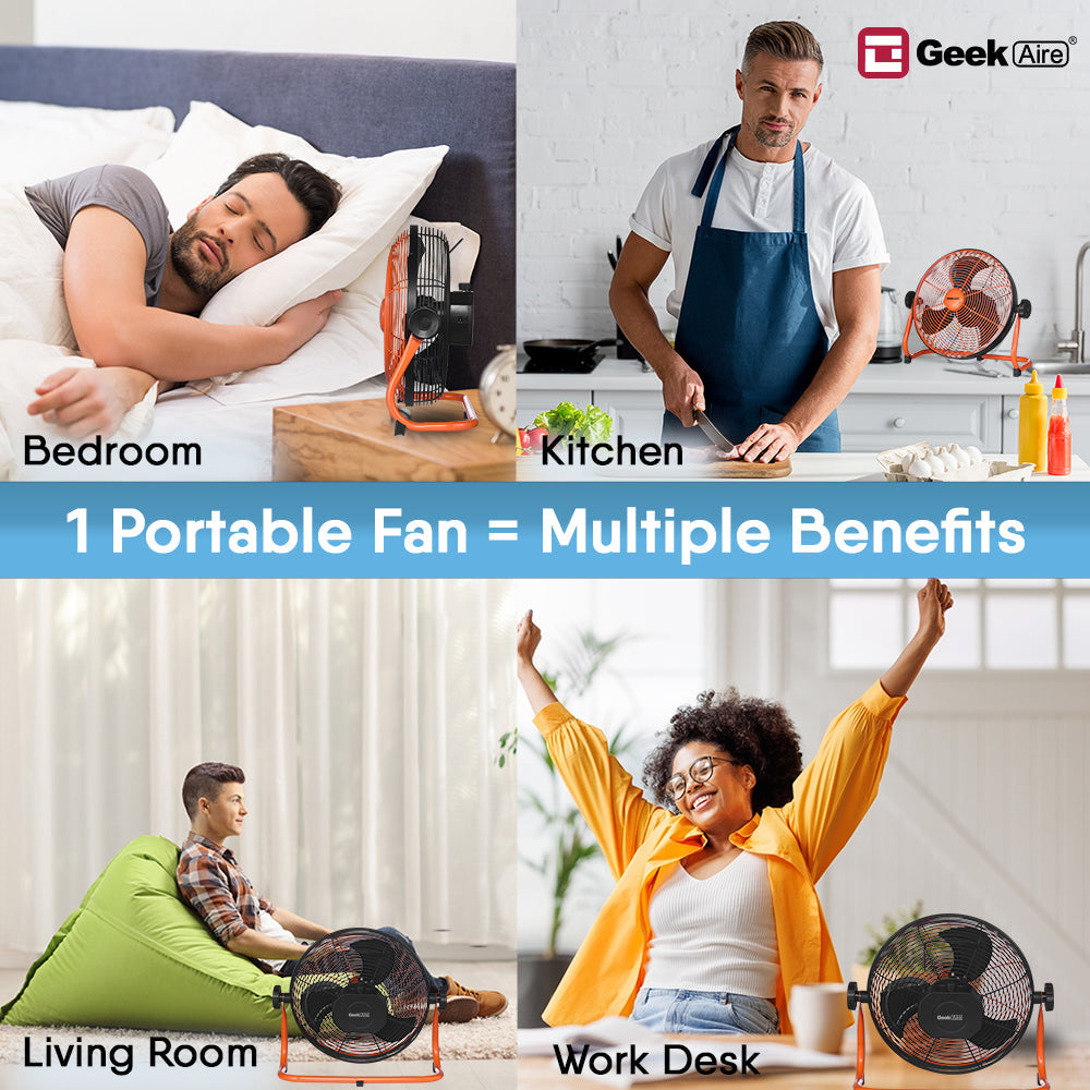 Geek Aire CF1SL Rechargeable 13 Inch Size Fan, 360° Adjustable Fan, 7500mAh Battery Operated Portable Table Fan, Long Run Time with Variable Speed Design, Perfect Rechargeable Fan for Home | Bedroom | Office
