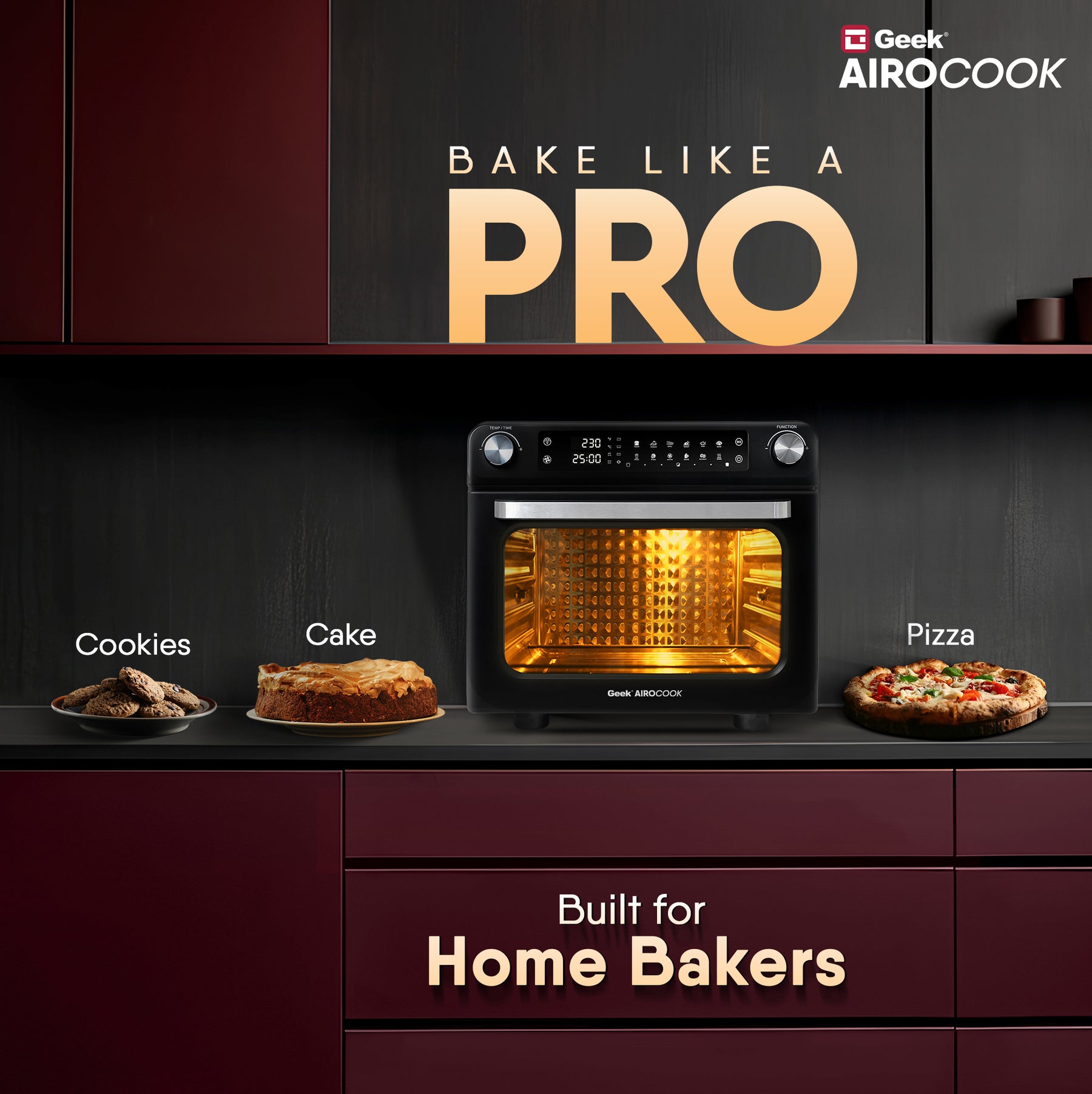 Geek AiroCook Magnix 36 Litre Smart Air Fryer Oven | Fry with 85% Less Oil | Stainless Steel OTG Airfryer for Kitchen | Grill, Bake, Toast, Airfry, Rotisserrie | 1-Year Warranty | 1800 W