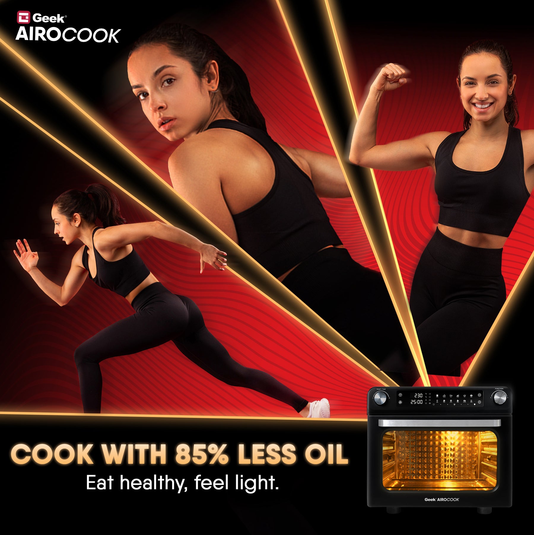 Geek AiroCook Magnix 36 Litre Smart Air Fryer Oven | Fry with 85% Less Oil | Stainless Steel OTG Airfryer for Kitchen | Grill, Bake, Toast, Airfry, Rotisserrie | 1-Year Warranty | 1800 W
