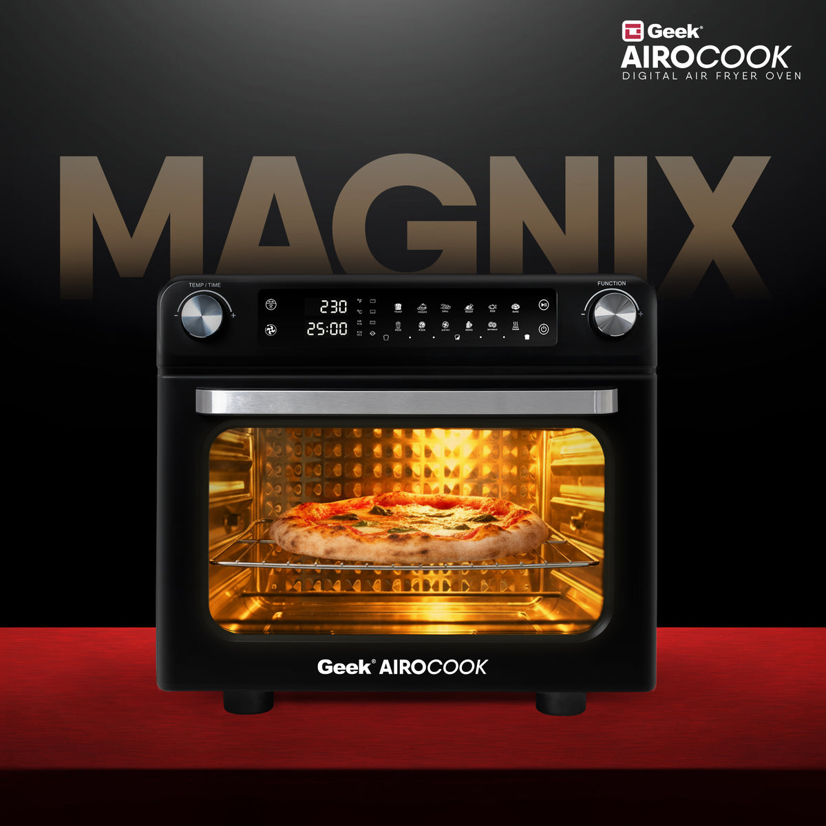 Geek AiroCook Magnix 36 Litre Large Air Fryer Oven | Stainless Steel OTG | Grill, Bake, Toast, Rotisserie, Air Fry with 85% Less Oil | Smart Home Kitchen Appliance | 1800W