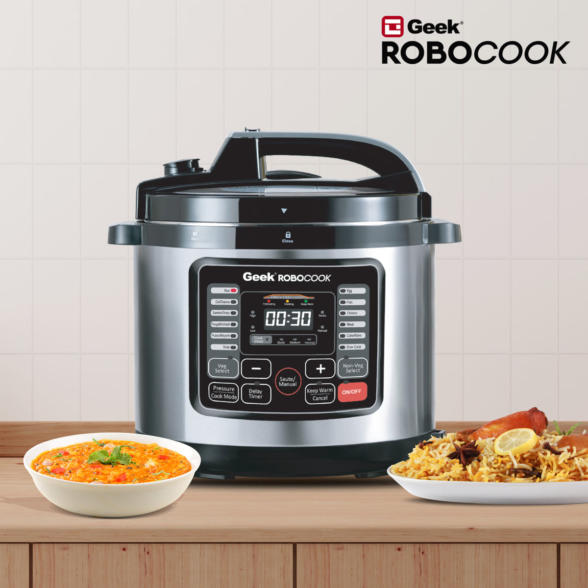 Geek Robocook Nuvo 8 Litre Electric Pressure Cooker with Stainless Steel Pot