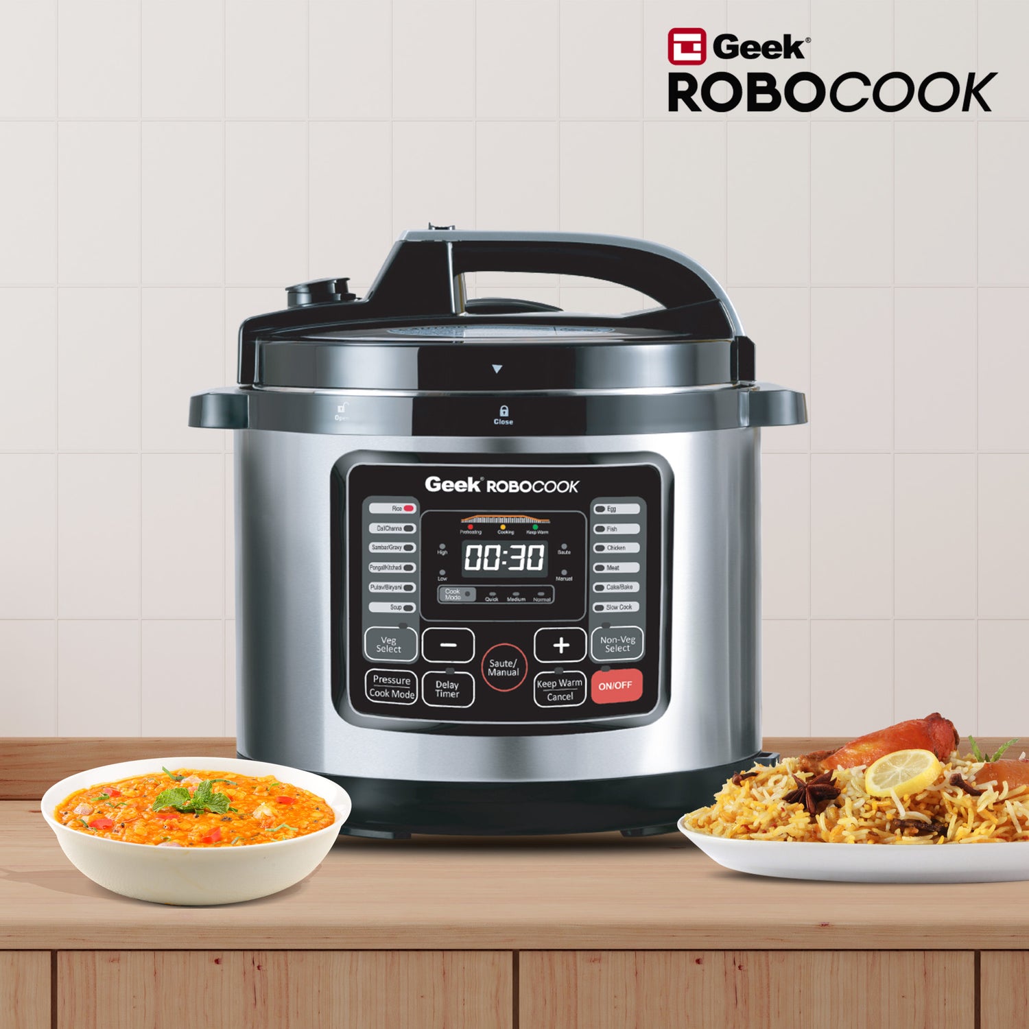 Geek Robocook Nuvo 8 Litre Smart Electric Pressure Cooker Stainless Steel