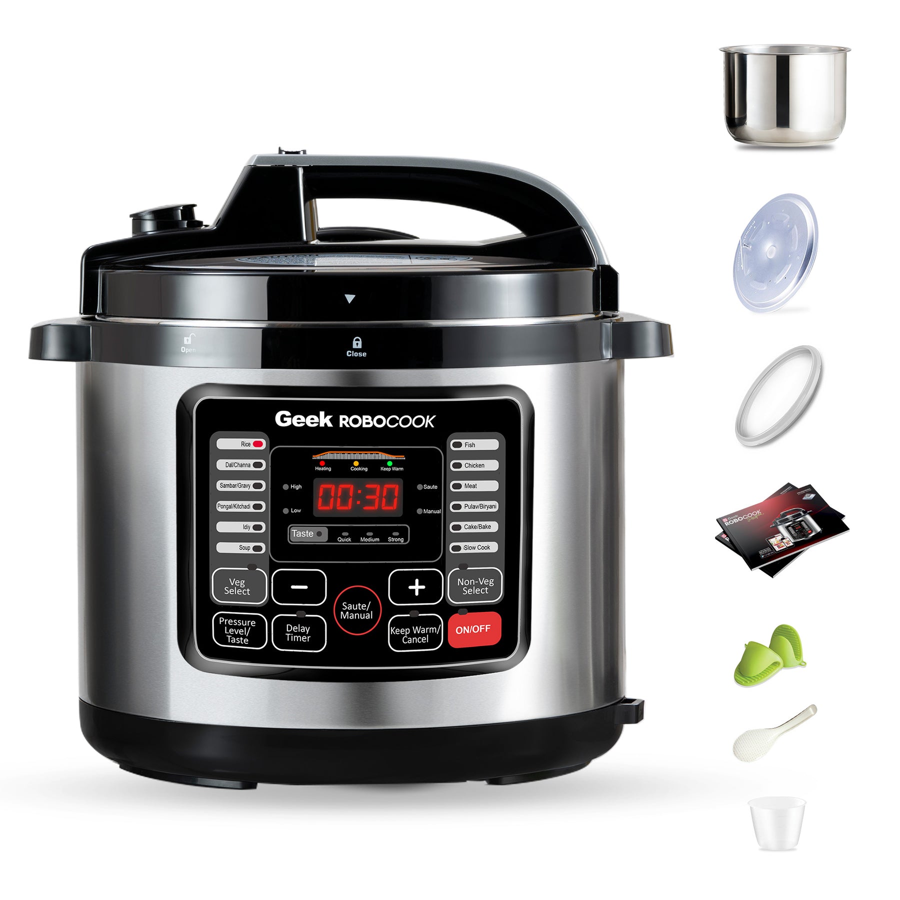 Geek Robocook Nuvo 8 Litre Electric Pressure Cooker with Stainless Steel Pot