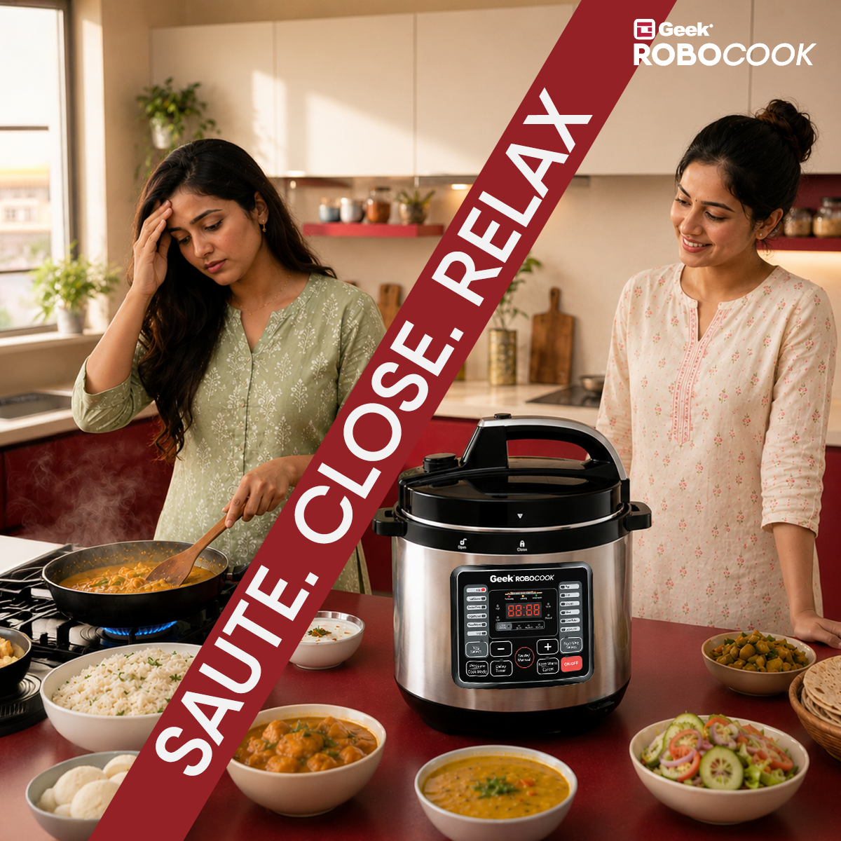 Geek Robocook Nuvo 8 Litre Electric Pressure Cooker with Stainless Steel Pot