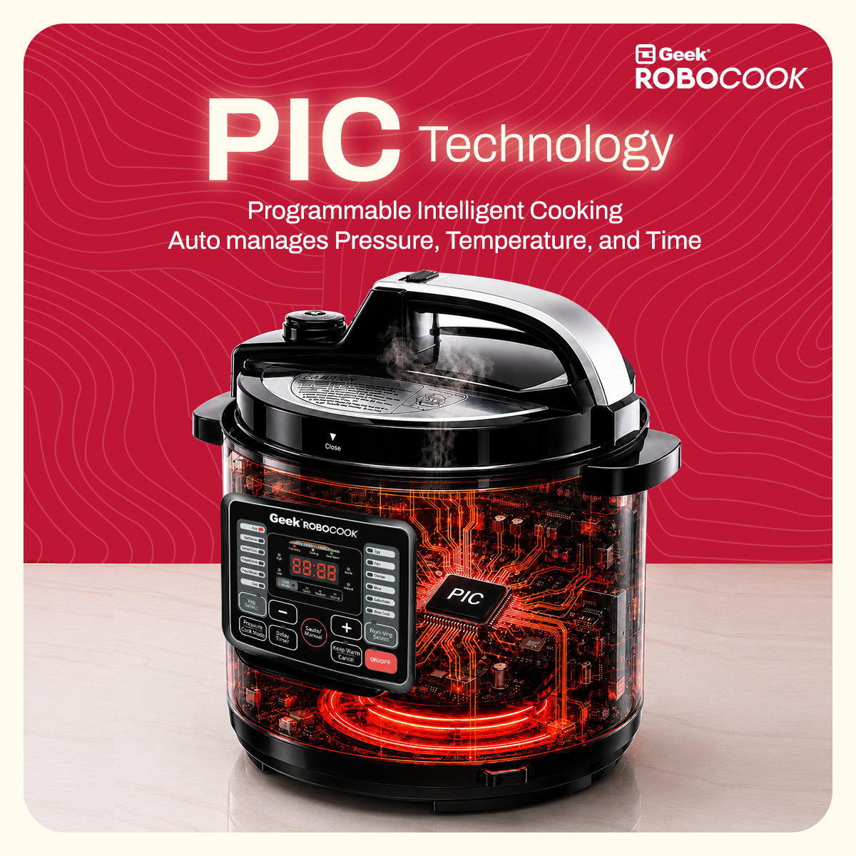 Geek Robocook Nuvo 8 Litre Electric Pressure Cooker with Stainless Steel Pot