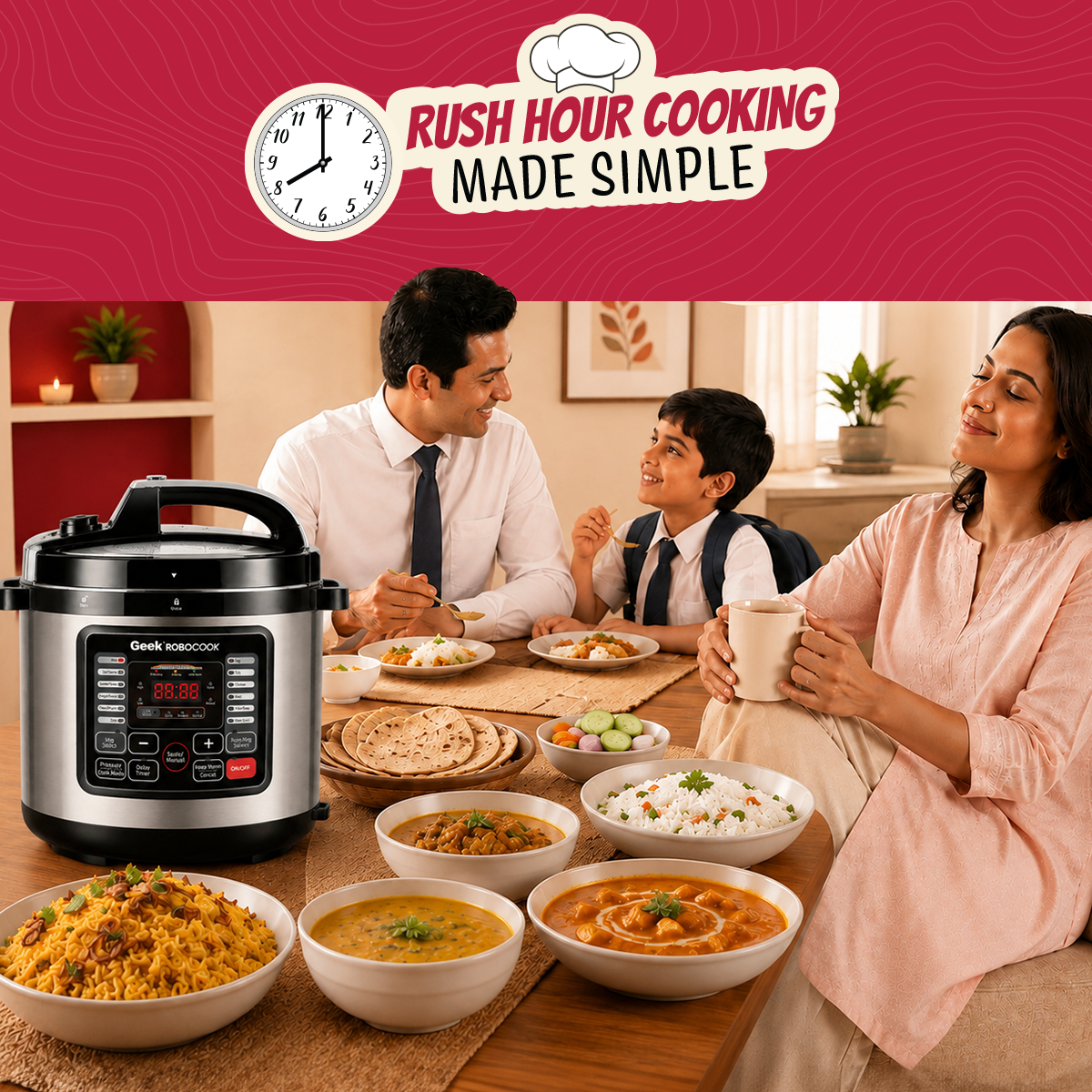 Geek Robocook Nuvo 8 Litre Electric Pressure Cooker with Stainless Steel Pot