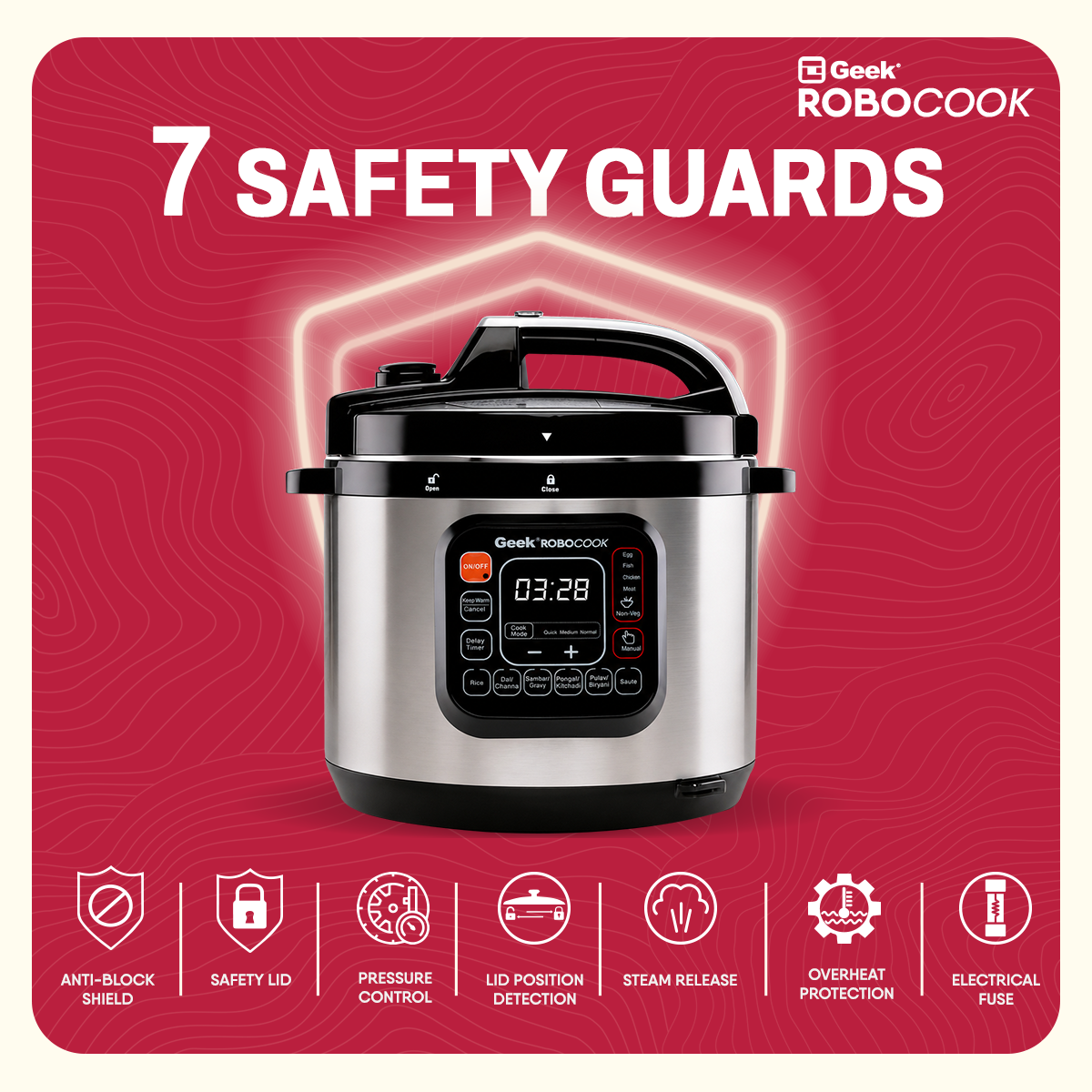 Geek Robocook Zeta 6L Stainless Steel Electric Pressure Cooker