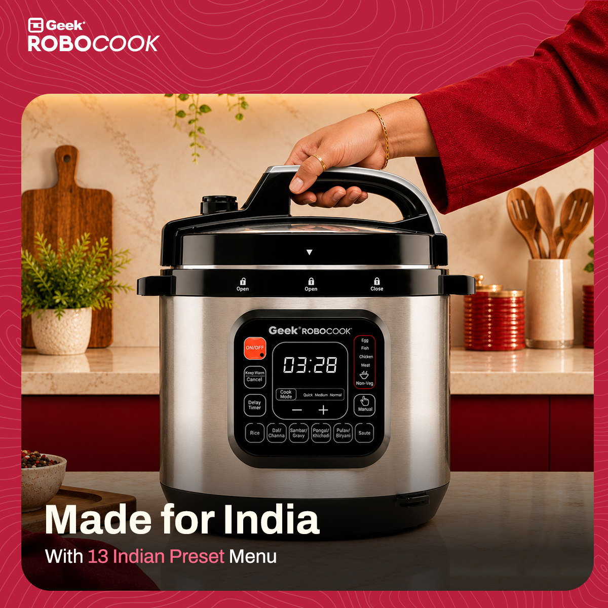 Geek Robocook Zeta 6L Stainless Steel Electric Pressure Cooker
