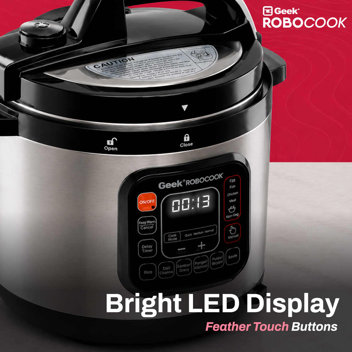 Geek Robocook Zeta 6L Stainless Steel Electric Pressure Cooker