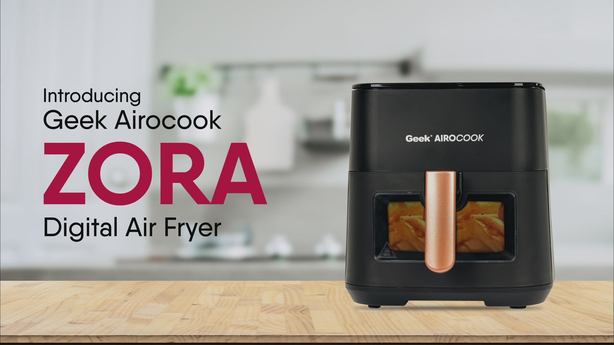 Geek Airocook Zora 5 Litre Digital Air Fryer for Home with Transparent Window, Touch Panel with 8 preset menu