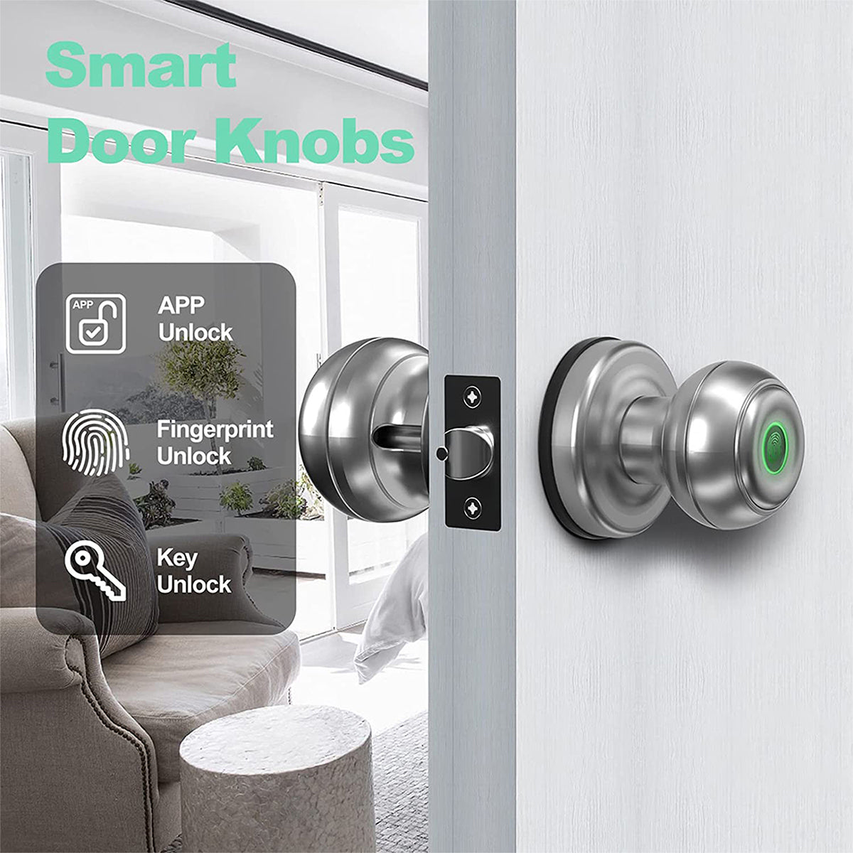 Geek Tale K01-02 Smart Door Lock with Fingerprint, Bluetooth Mobile App & Manual Key Access