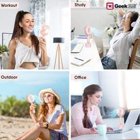Geek Aire GF2, Rechargeable Mini Fan - 4 Inch (Pink)