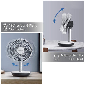 Geek Aire GF5 Rechargeable Mini Fan - 6 Inch Oscillating (White)