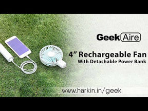 Geek Aire GF2, Rechargeable Mini Fan - 4 Inch (White)