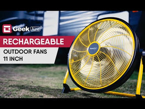 Geek Aire CF3SL Rechargeable 11 Inch Portable Outdoor Metal Fan, 6000mAh